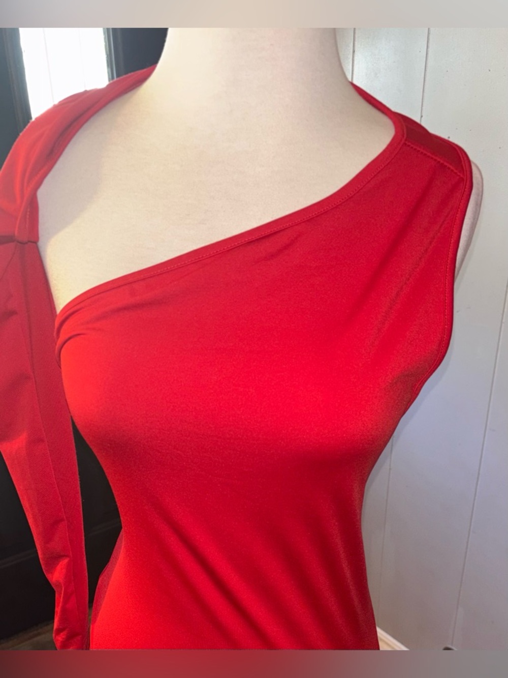 One-Shoulder Red Women's Dress